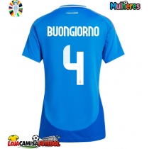 Camisa de Futebol Itália Alessandro Buongiorno #4 Equipamento Principal Mulheres Europeu 2024 Manga Curta